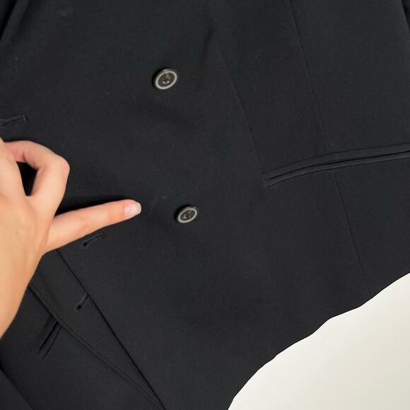 MM. Lafleur Womens The Roxane Double Breasted Blazer Size 2X Black Twill Career - Picture 12 of 14